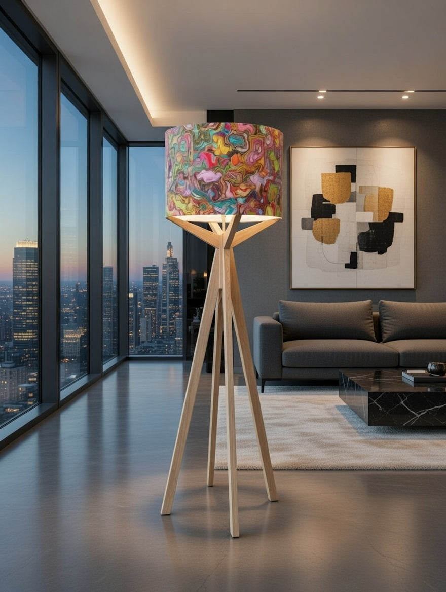 Elk Floor Lamp & Groovy Lamp Shade