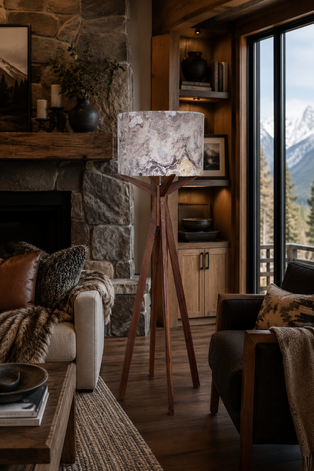 Elk Floor Lamp & Agate Lamp Shade