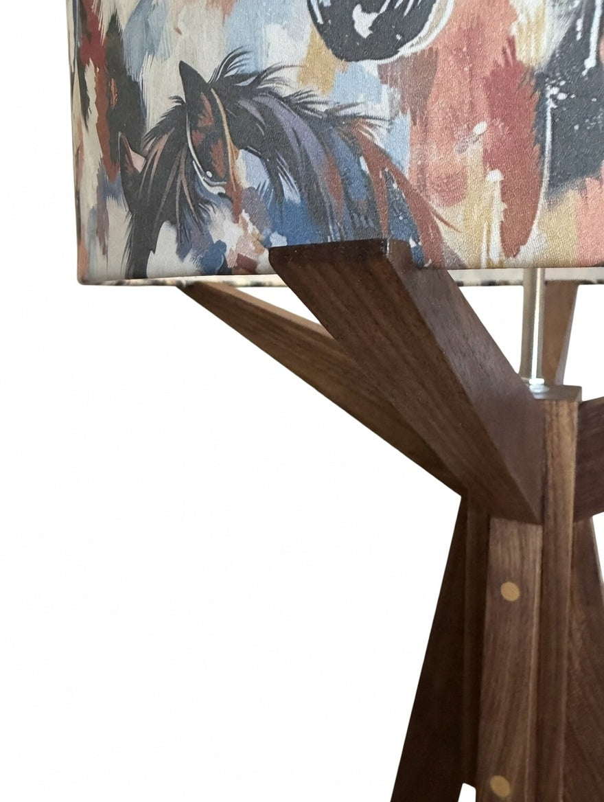 Elk Floor Lamp & Blue Stallions Lamp Shade