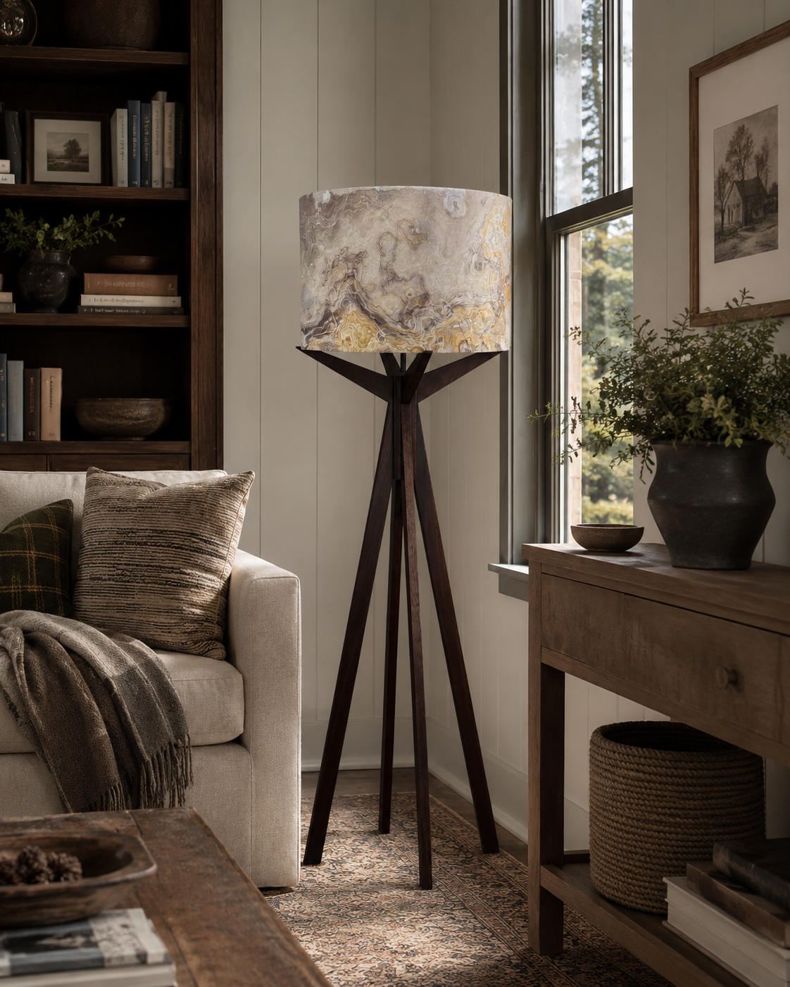 Elk Floor Lamp & Agate Lamp Shade