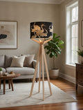 Elk Floor Lamp & Black-Gold Cranes Lamp Shade