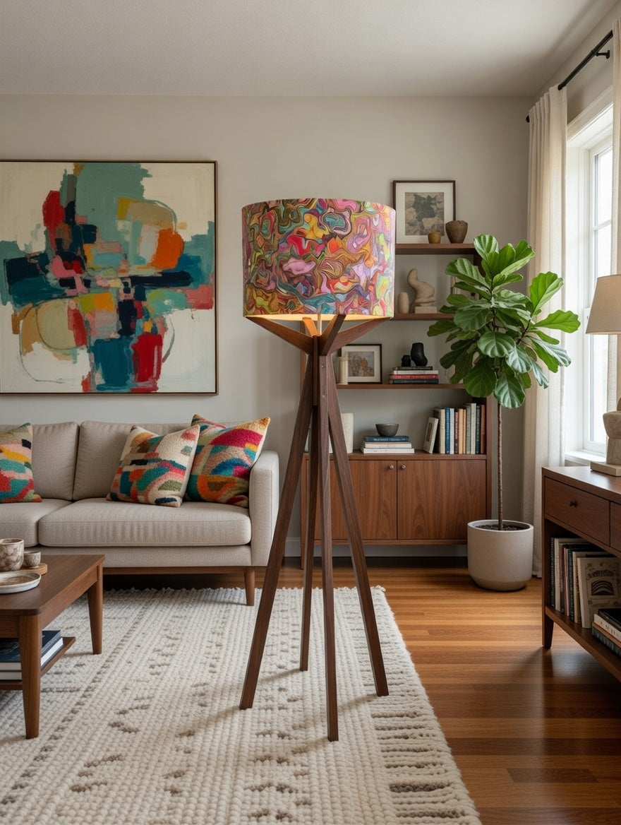 Elk Floor Lamp & Groovy Lamp Shade