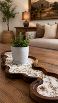 Cumulus Wood & Genuine Cowhide Table Runner - 1