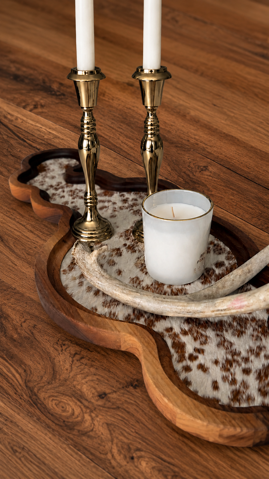 Cumulus Wood & Genuine Cowhide Table Runner - 1