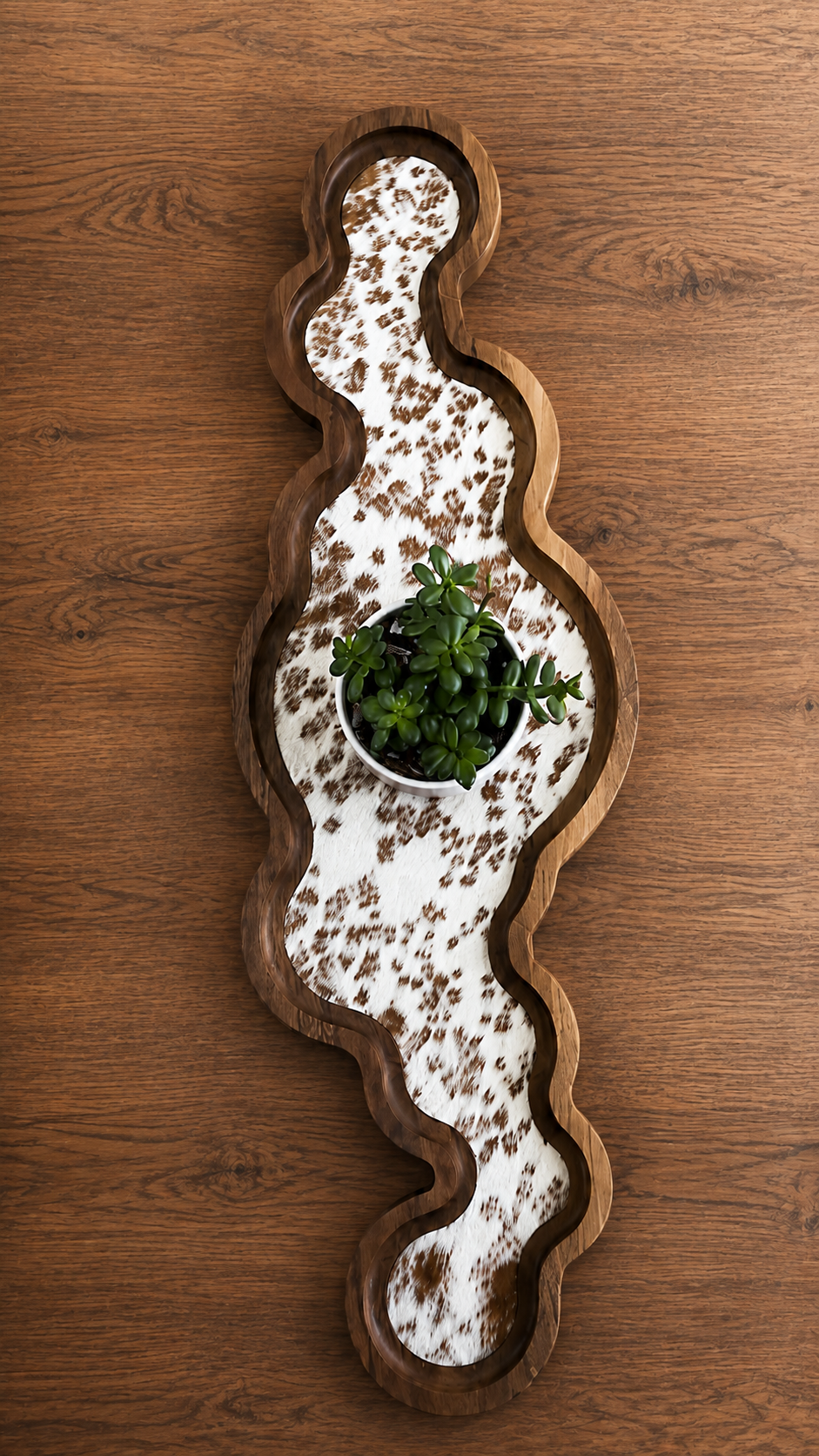 Cumulus Wood & Genuine Cowhide Table Runner - 1