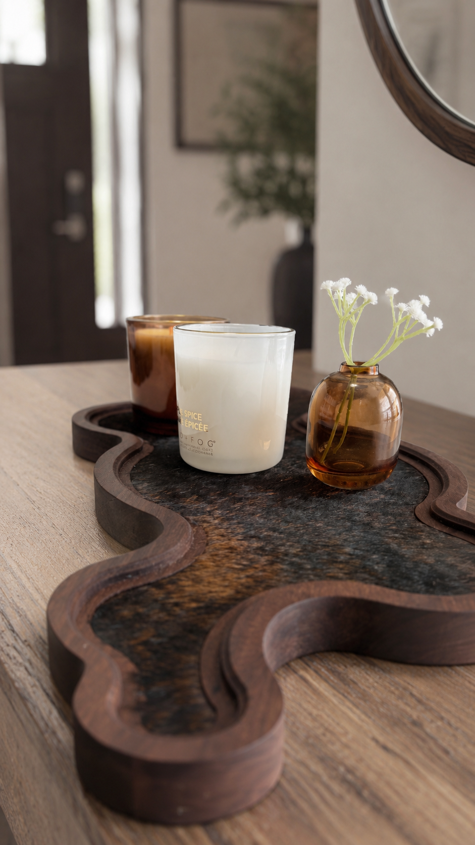 Cumulus Wood & Genuine Cowhide Table Runner - 4