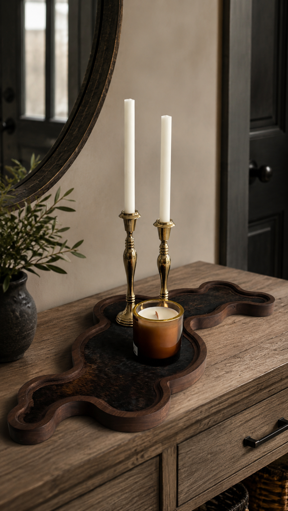 Cumulus Wood & Genuine Cowhide Table Runner - 4