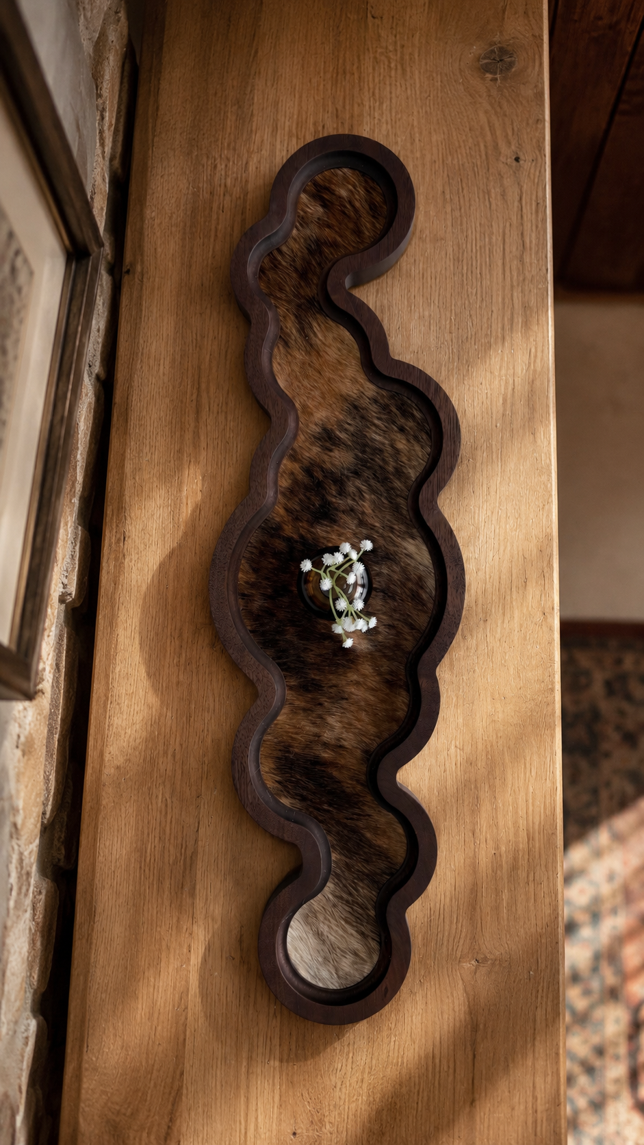 Cumulus Wood & Genuine Cowhide Table Runner - 5