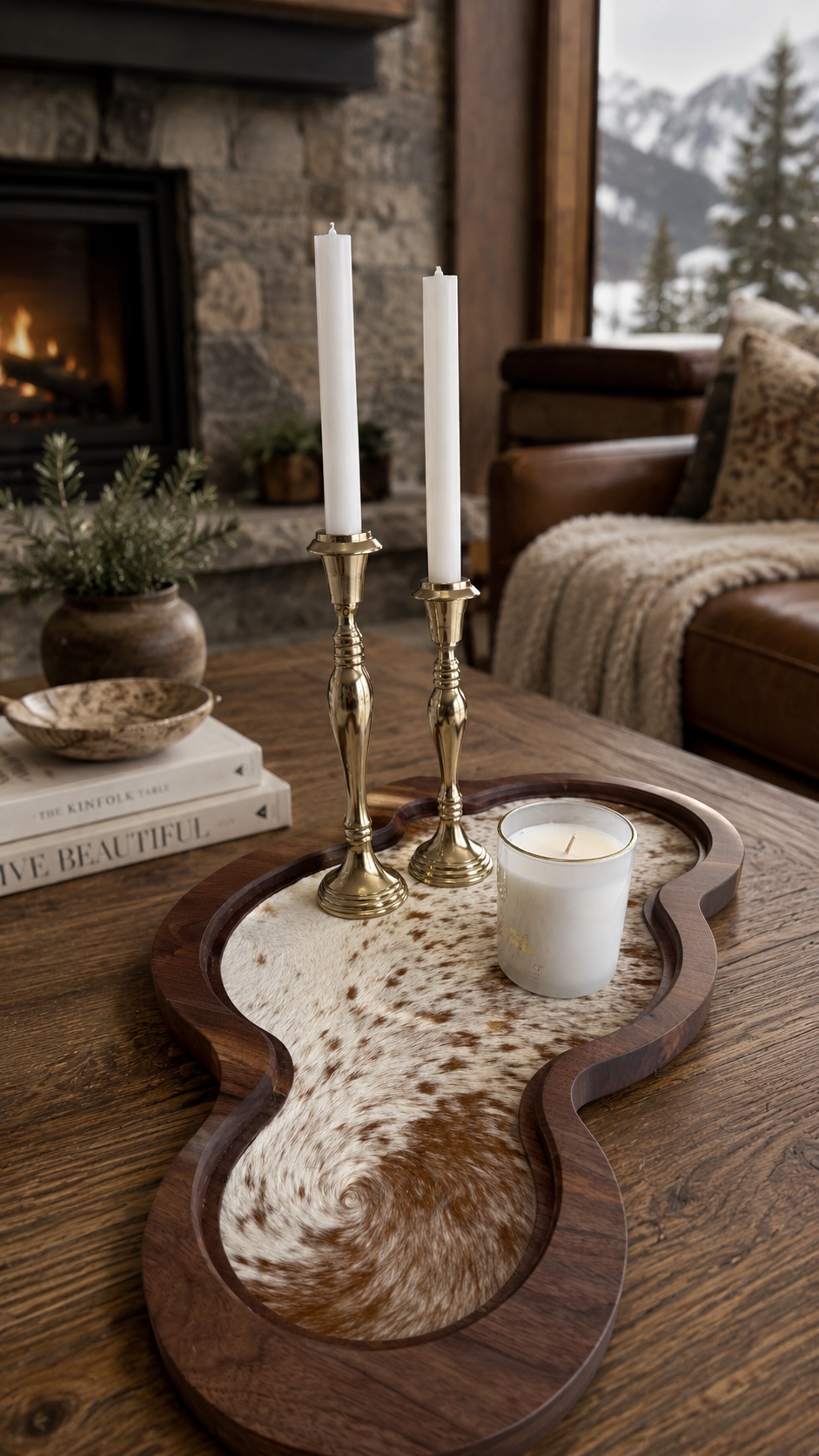 Cumulus Wood & Genuine Cowhide Table Runner - 6