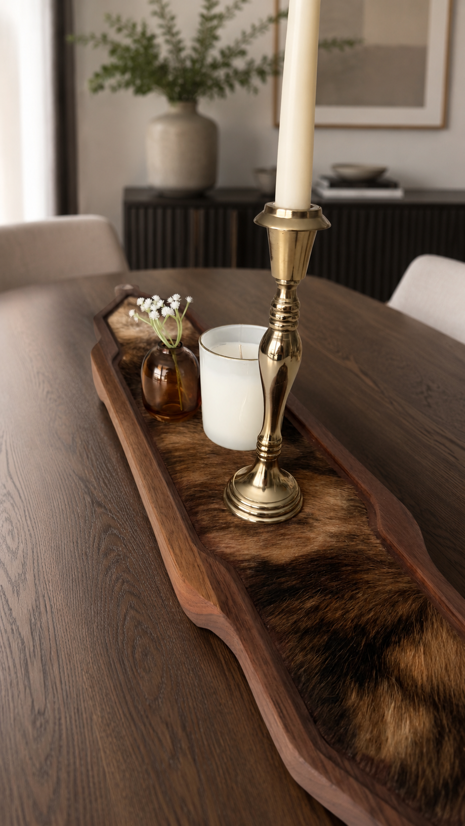 Cumulus Wood & Genuine Cowhide Table Runner - 7