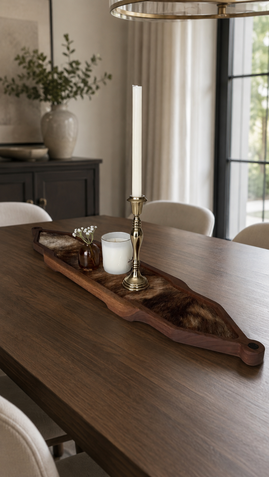Cumulus Wood & Genuine Cowhide Table Runner - 7