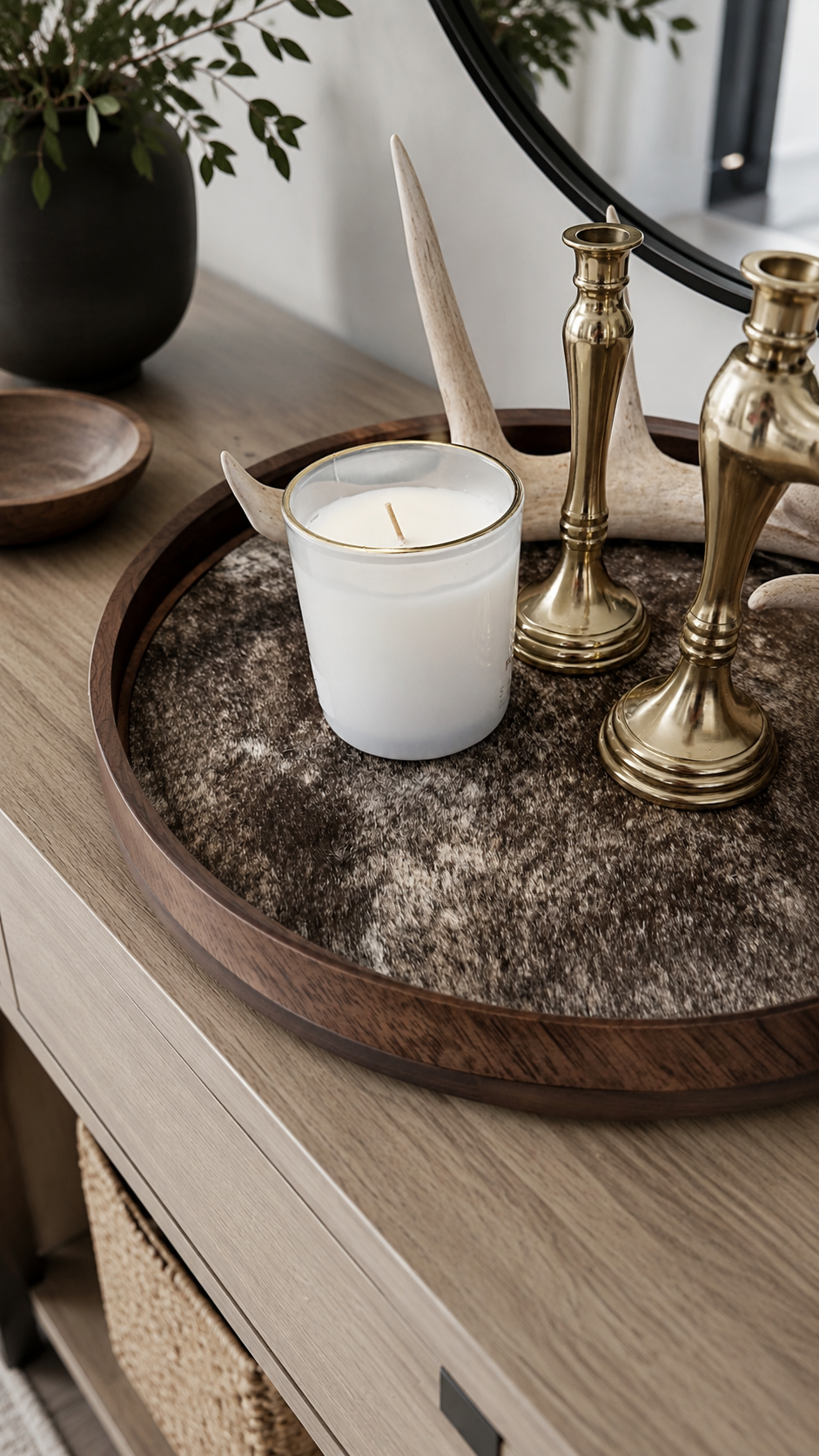 Cumulus Wood & Genuine Cowhide Table Runner - 8