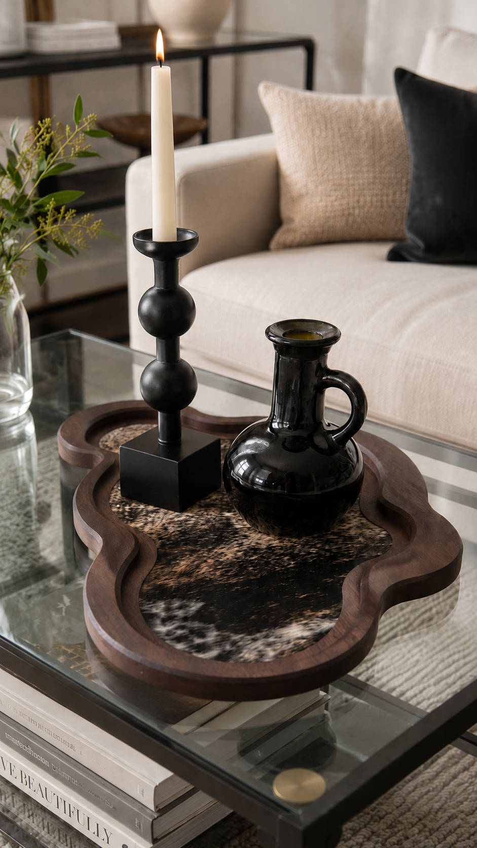 Cumulus Wood & Genuine Cowhide Table Runner - 9