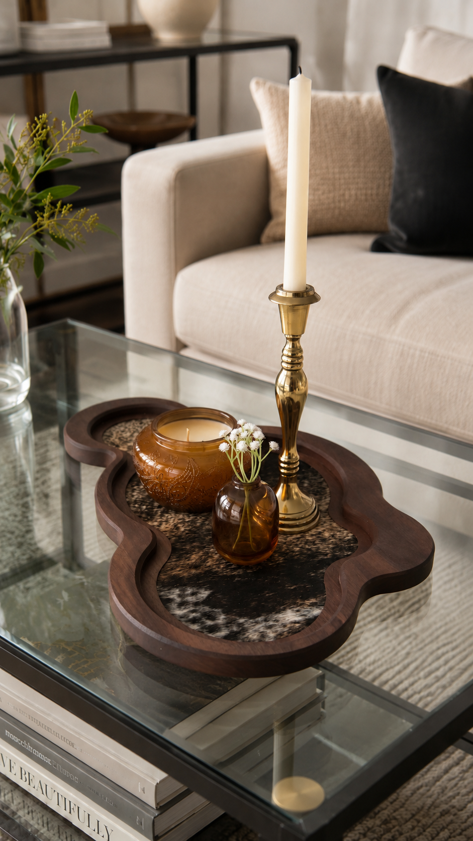 Cumulus Wood & Genuine Cowhide Table Runner - 9