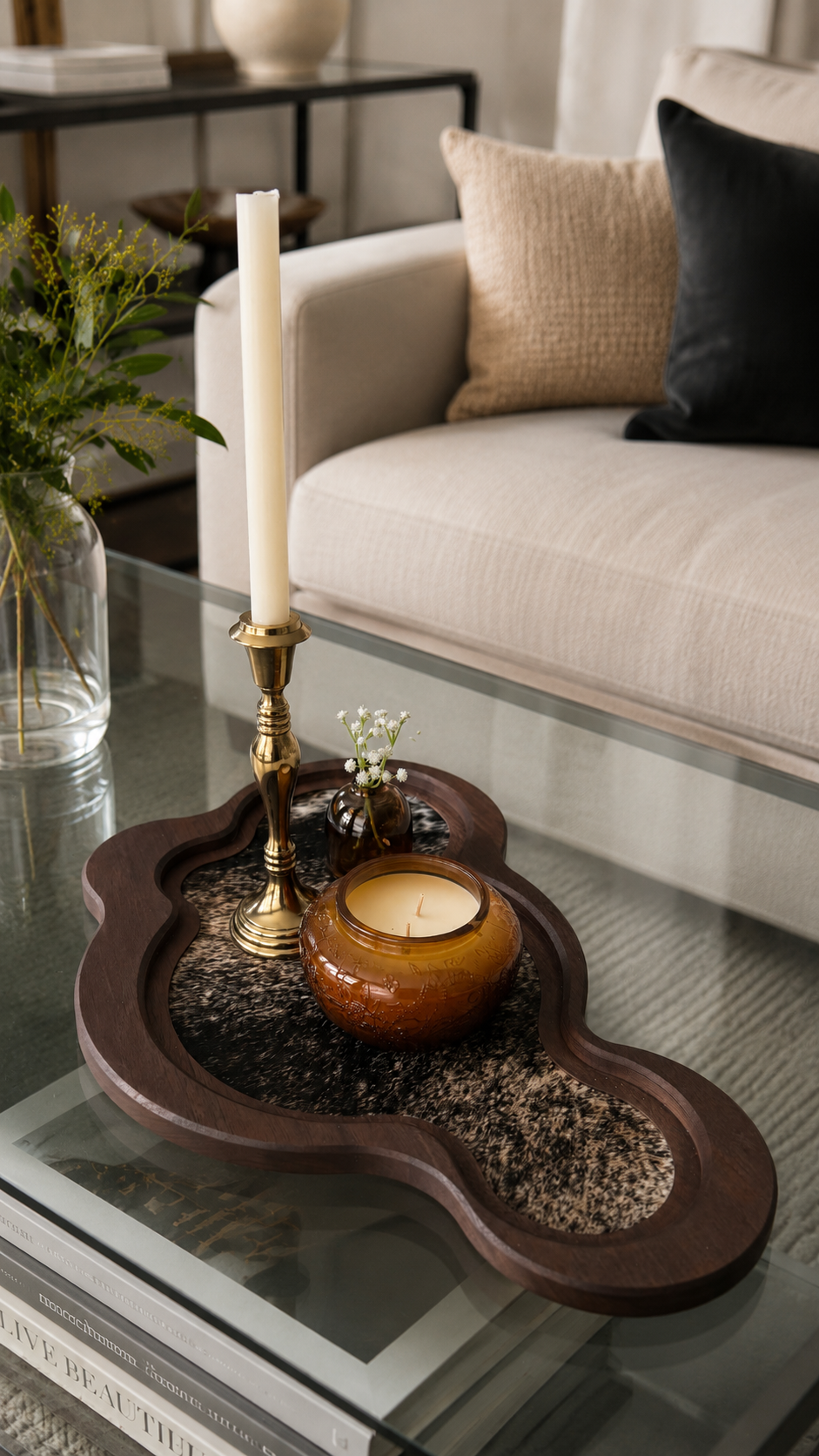 Cumulus Wood & Genuine Cowhide Table Runner - 9