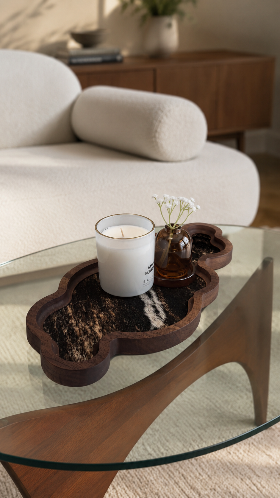 Cumulus Wood & Genuine Cowhide Table Runner - 10