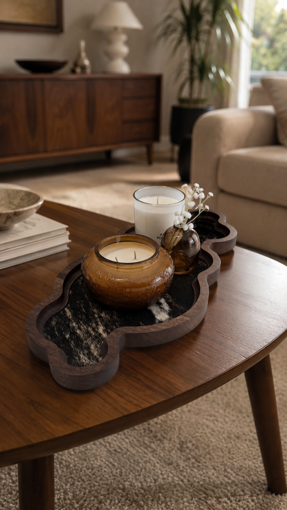 Cumulus Wood & Genuine Cowhide Table Runner - 10