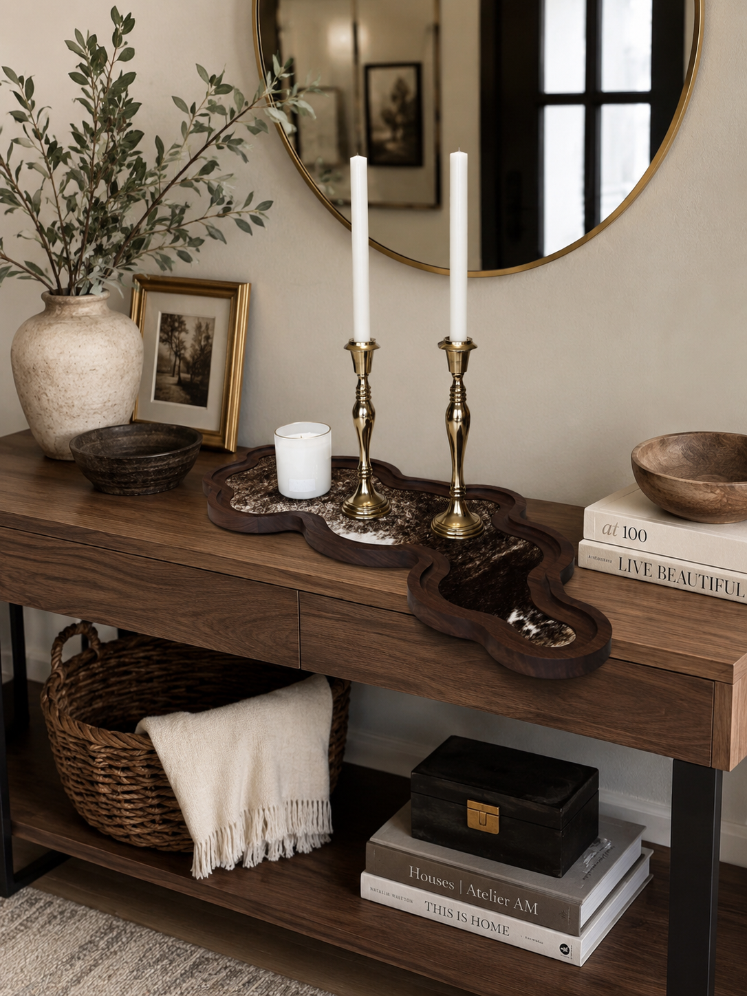 Cumulus 11 Table Tray - Solid Wood & Real Cowhide (Copy)