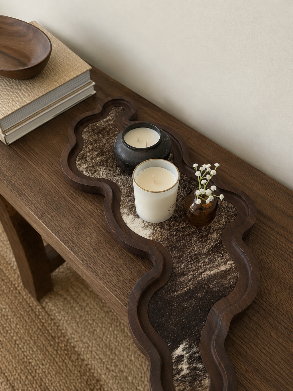 Cumulus 11 Table Tray - Solid Wood & Real Cowhide (Copy)