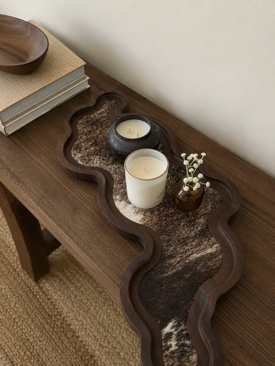 Cumulus 11 Table Tray - Solid Wood & Real Cowhide (Copy)