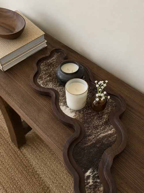 Cumulus 11 Table Tray - Solid Wood & Real Cowhide (Copy)