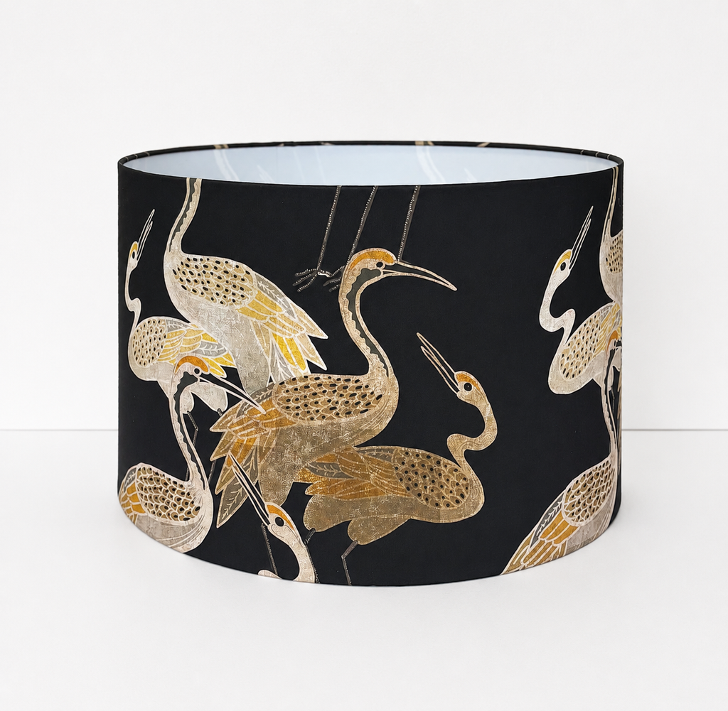 Black & Gold Cranes Lamp Shade