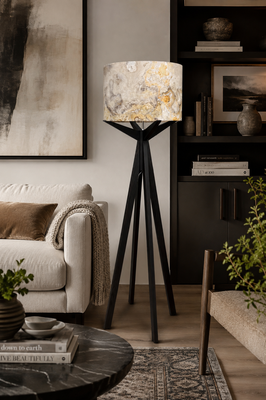 Elk Floor Lamp & Agate Lamp Shade