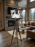 Longhorn Floor Lamp with Black & Tan Brindle Cowhide Shade