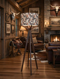 Elk Floor Lamp & Blue Stallions Lamp Shade