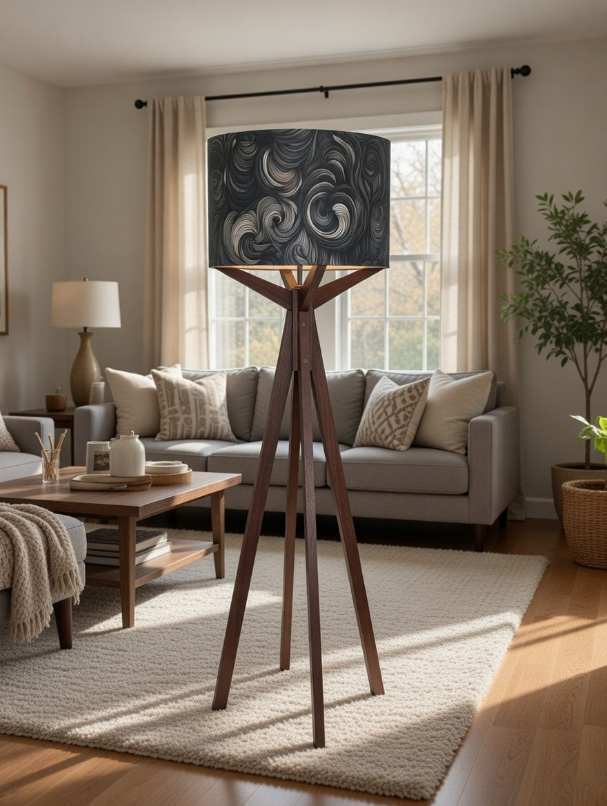 Elk Floor Lamp & Smokey Swirls Lamp Shade