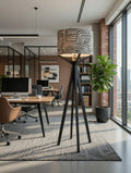 Elk Floor Lamp & Black-Tan Maze Lamp Shade