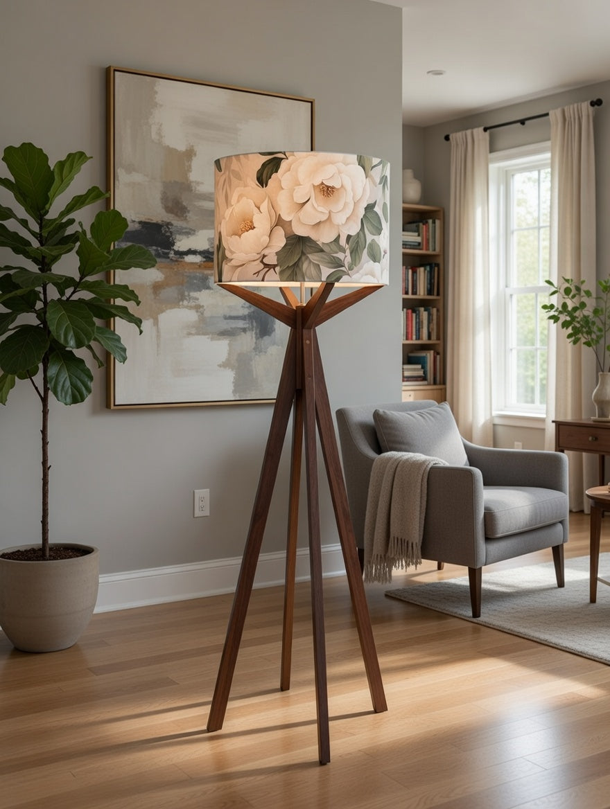 Elk Floor Lamp & Vintage Flowers Lamp Shade