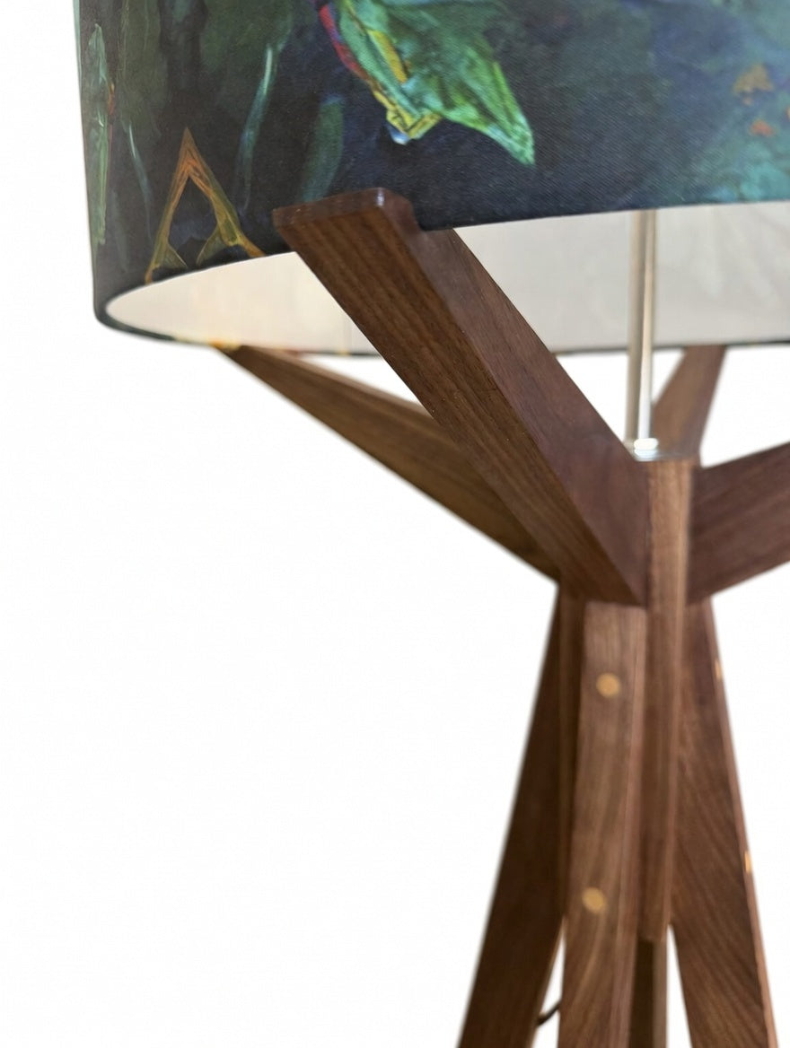 Elk Floor Lamp & Big Blue Flowers Lamp Shade